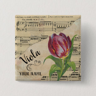 Viola Tulip — Specificaties Muziek Gepersonalisee Vierkante Button 5,1 Cm