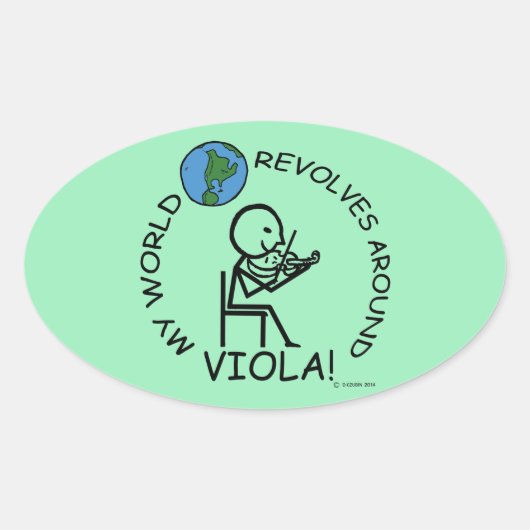 Viola - World revolves rond ovaal sticker (Voorkant)