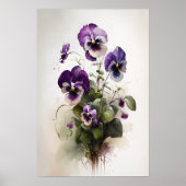 Violas violet Fleur Art Imprimer Poster (Devant)