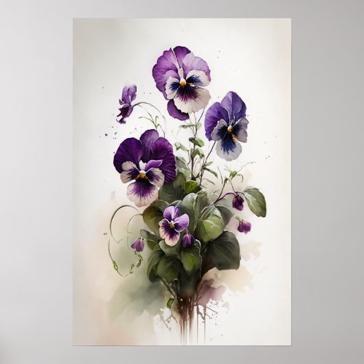 Violas violet Fleur Art Imprimer Poster (Devant)