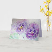 Violas violet Pansy Watercolor art Carte d'anniver (Fleur jaune)