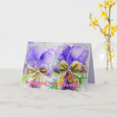 Violas violet Pansy Watercolor art Carte d'anniver (Fleur jaune)