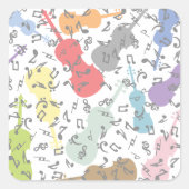violen en muzieknoten vierkante sticker (Voorkant)