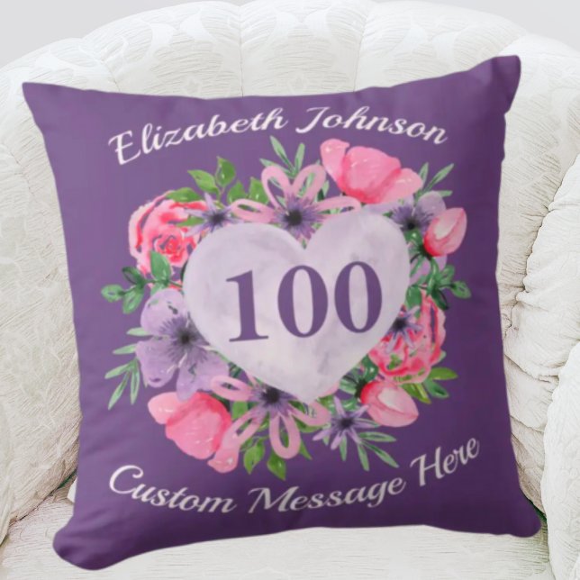 Violet 100e anniversaire Coussin pour femmes (Créateur téléchargé)
