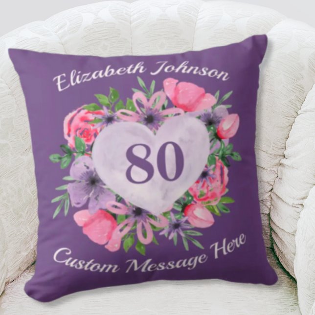 Violet 80e anniversaire Coussin pour femmes (Créateur téléchargé)
