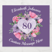 Violet 80e anniversaire Étiquette de bouteille de  (Étiquettes simples)