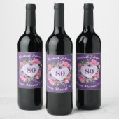 Violet 80e anniversaire Vin bouteille Étiquettes (Bouteilles)