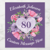 Violet 80e anniversaire Vin bouteille Étiquettes (Étiquettes simples)