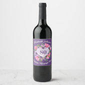 Violet 80e anniversaire Vin bouteille Étiquettes (Devant)