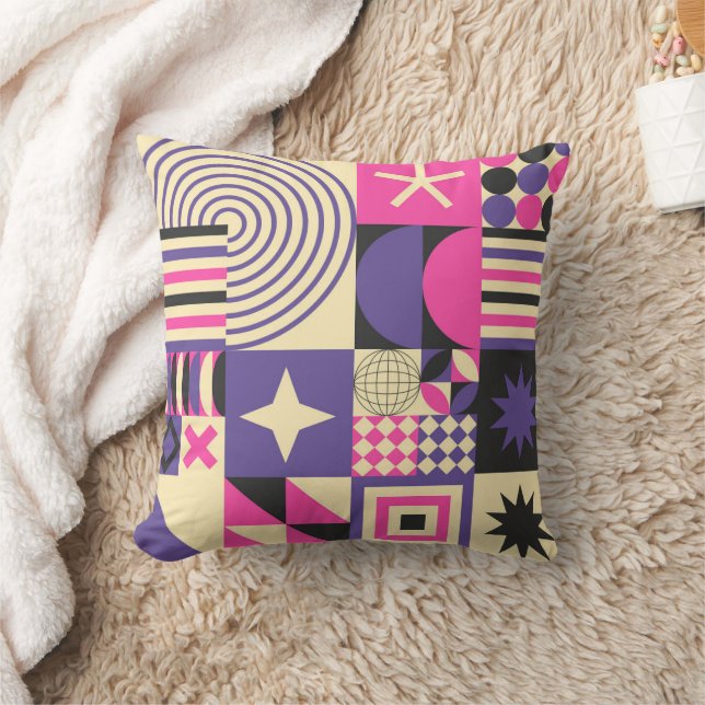  Violet Abstract geometrisch kunstpatroon Kussen (Deken)