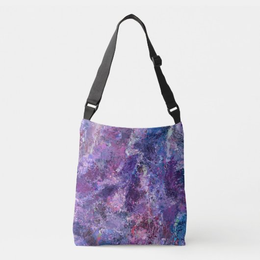 Violet abstractie crossbody tas (Voorkant)