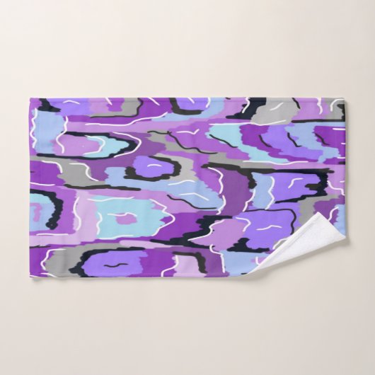 Violet Abstrait avec bleu et noir (Serviette à main)