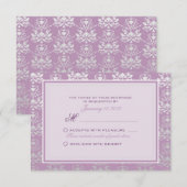 Violet africain & Silver Mariage damassé RSVP pers (Devant / Derrière)