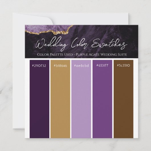 Violet Agate Mariage Couleur Pallette Invitation (Devant)
