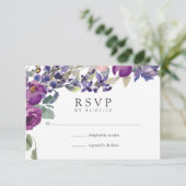 Violet and Plum Floral Wedding RSVP (Staand voorkant)