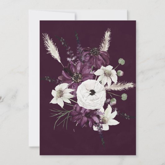 Violet and White Peonies Wedding Shower nodigt uit (Achterkant)