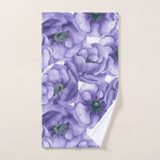 Violet anemonbloem waterverf patroon bad handdoek (Handdoek)
