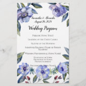 Violet Anemone Flower Waterverf Wedding Programme (Voorkant)