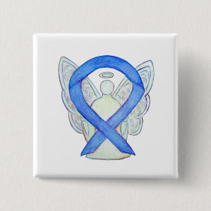 Violet Angel Awareness Ribbon Custom Art Pins Vierkante Button 5,1 Cm