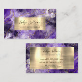violet Aquarelle Gold Veins Carte de visite (Devant / Derrière)