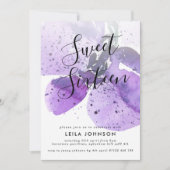 Violet Aquarelle Orchidée Sweet 16 Invitation (Devant)