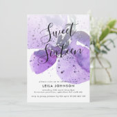 Violet Aquarelle Orchidée Sweet 16 Invitation (Debout devant)