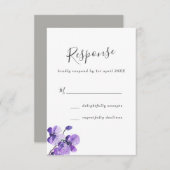 Violet Aquarelle Orchidées Mariage RSVP (Devant / Derrière)