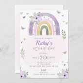 Violet arc-en-ciel Fête d'anniversaire Invitation (Devant / Derrière)
