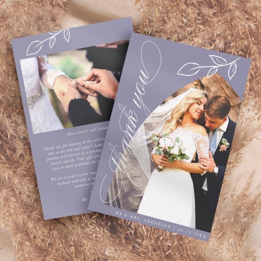 Violet Arch Botanical Leaf Weddenschap Hartelijk d Bedankkaart