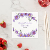 Violet Aster Floral Botanische Verjaardag Servet (Insitu)