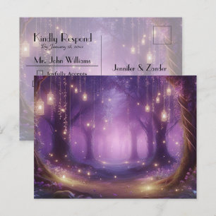 Violet at Midnight Enchanted Forest RSVP briefkaar Uitnodiging Briefkaart