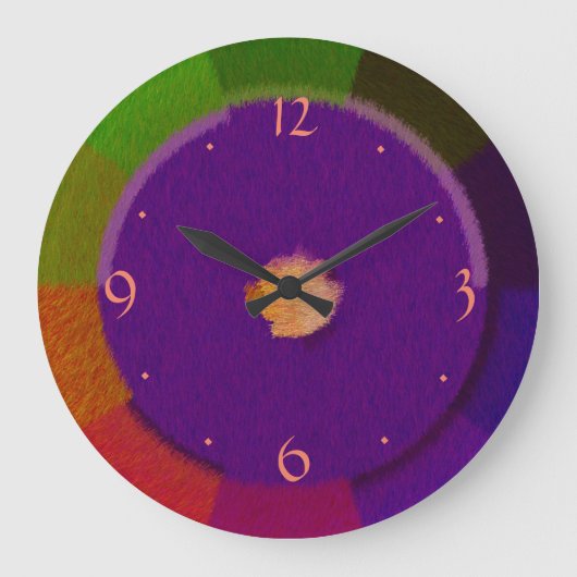 Violet avec bordure multicolore > Horloge murale (Recto)