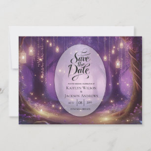 Violet bij Midnight Enchanted Forest Wedding Save The Date