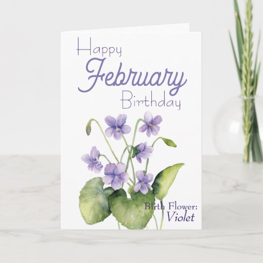 Violet Birth Flower Birthday Kaart (Voorkant)