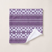 Violet blanc À damiers Polka Dot Floral Damask Art (Gant de toilette)