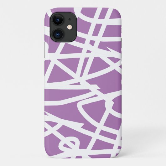 Violet blanc Abstrait Art iPhone 11 Coque (Dos)