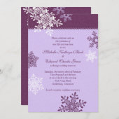 Violet blanc Flocon de neige Invitation de mariage (Devant / Derrière)