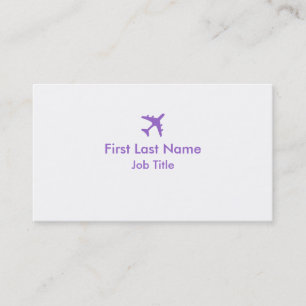 Violet blanc simple avion cartes de visite personn