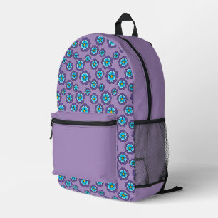 Violet blauw bloemen patroon bedrukte rugzak