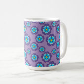 Violet blauw bloemen patroon koffiemok (Voorkant rechts)