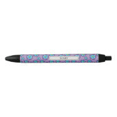 Violet Blauw Bloemen Patroon Personaliseren Zwarte Inkt Pen (Voorkant)