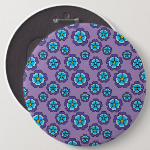 Violet blauw bloemen patroon ronde button 6,0 cm
