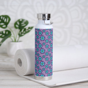 Violet blauw bloemen patroon waterfles