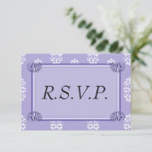 Violet bleu Mariage damassé RSVP (Debout devant)