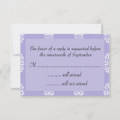 Violet bleu Mariage damassé RSVP (Dos)