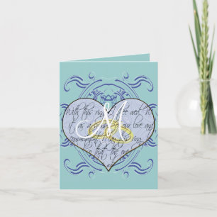 Violet bleu Monogramme Mariage Vow Coeur Merci