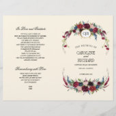 Violet | Bleu | Red Floral Creme Wedding Programme (Devant)
