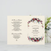Violet | Bleu | Red Floral Creme Wedding Programme (Debout devant)
