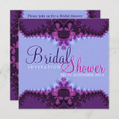 Violet bleu satin dentelle nuptiale invitation (Devant / Derrière)