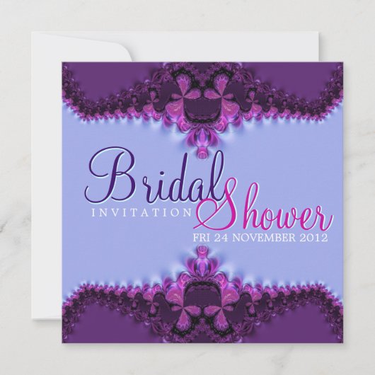 Violet bleu satin dentelle nuptiale invitation (Devant)